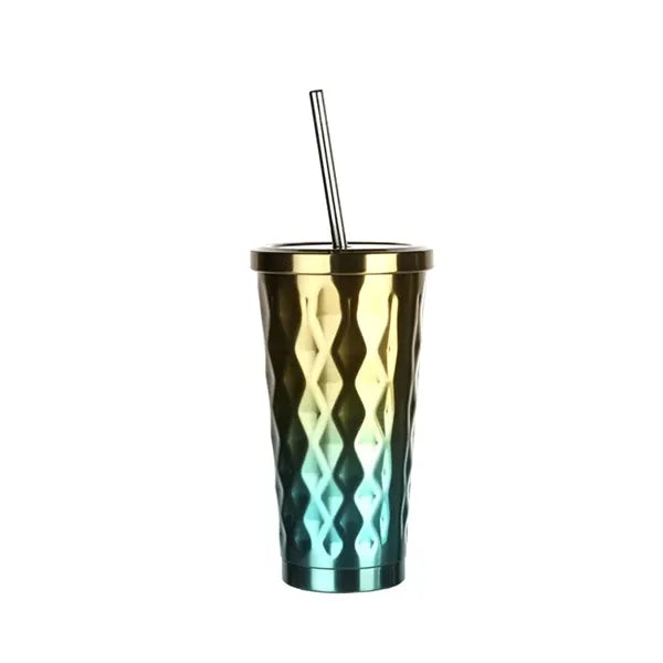 500ml Bling Iced Coffee Tumbler with Straw and Lid for Drink