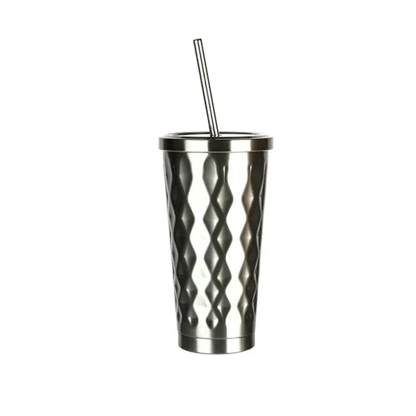 500ml Stainless Steel Coffee Mug With Straw