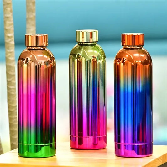 500ml Cool Rainbow Gradient Plating Small Mouth Water Bottle