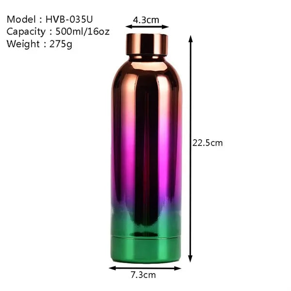 500ml Cool Rainbow Gradient Plating Small Mouth Water Bottle