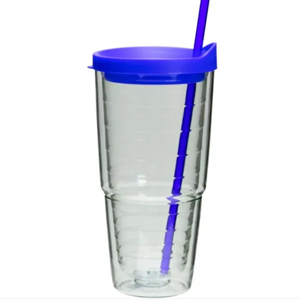 24 Oz. BPA-Free Double Wall Tumbler with Straw Lid