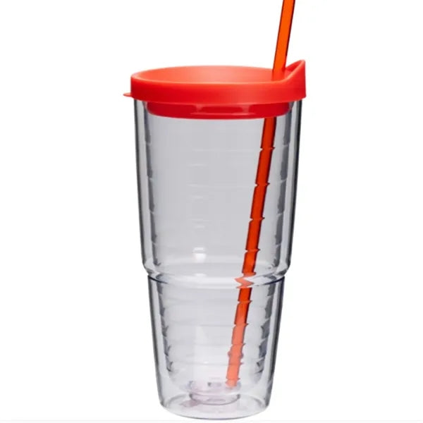24 Oz. BPA-Free Double Wall Tumbler with Straw Lid