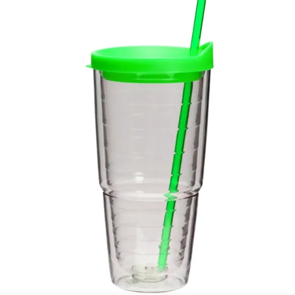 24 Oz. BPA-Free Double Wall Tumbler with Straw Lid