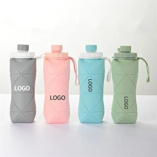 Silicone Foldable Collapsible Water Bottle BPAFree with Clip