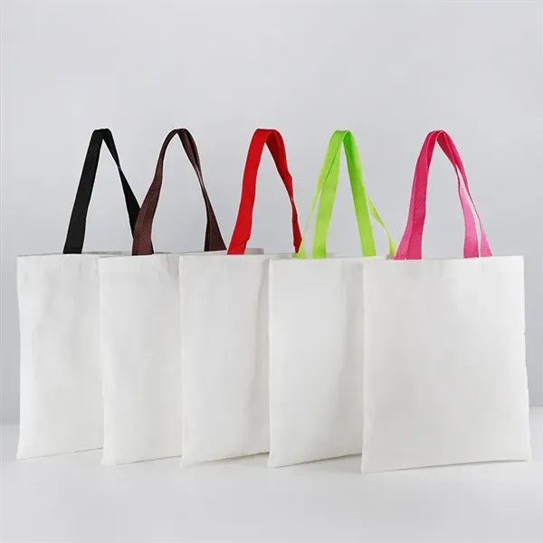 Recycled Canvas Tote Bag Featuring Color Web Handles