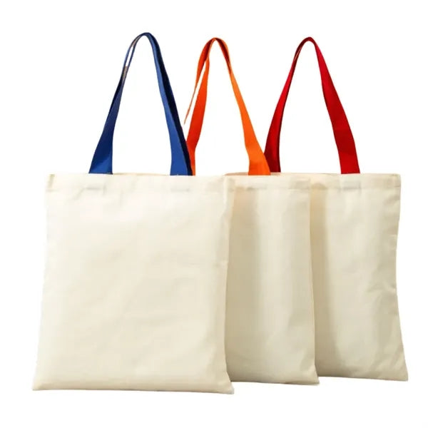 Recycled Canvas Tote Bag Featuring Color Web Handles