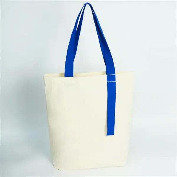 Cotton Canvas Tote Bag w/Color Handle