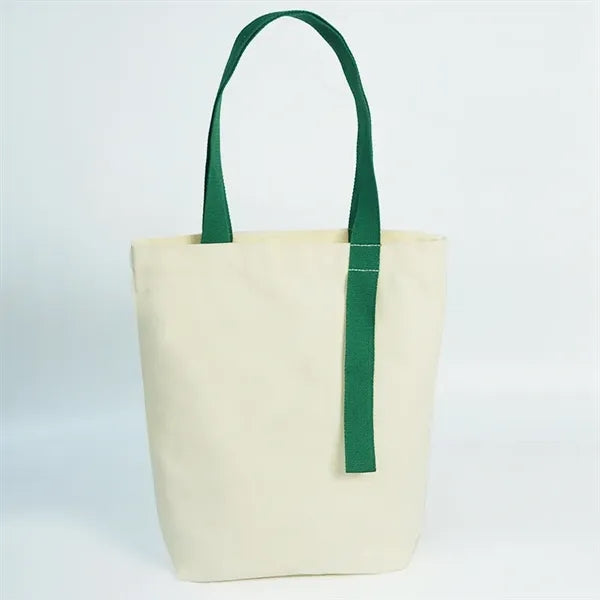 Cotton Canvas Tote Bag w/Color Handle