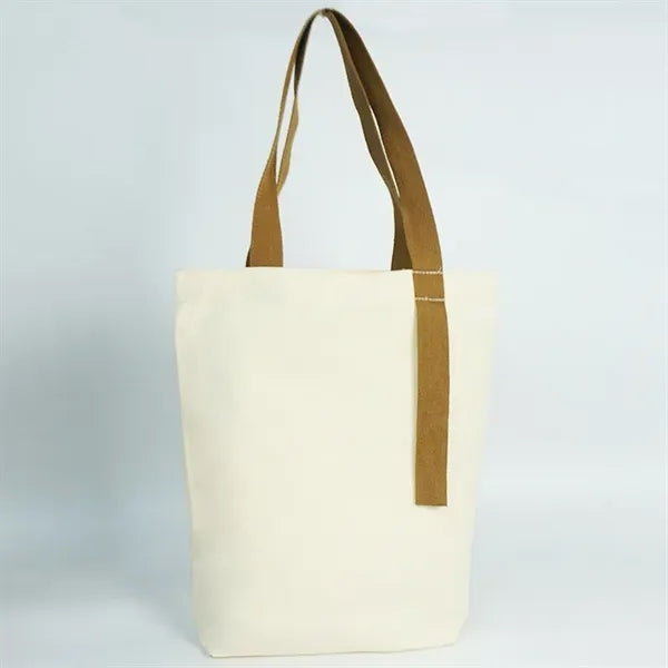 Cotton Canvas Tote Bag w/Color Handle