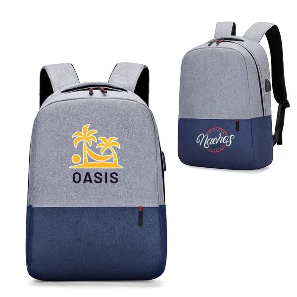 15.6-inch Colorblock USB Charging Business Laptop Backpack