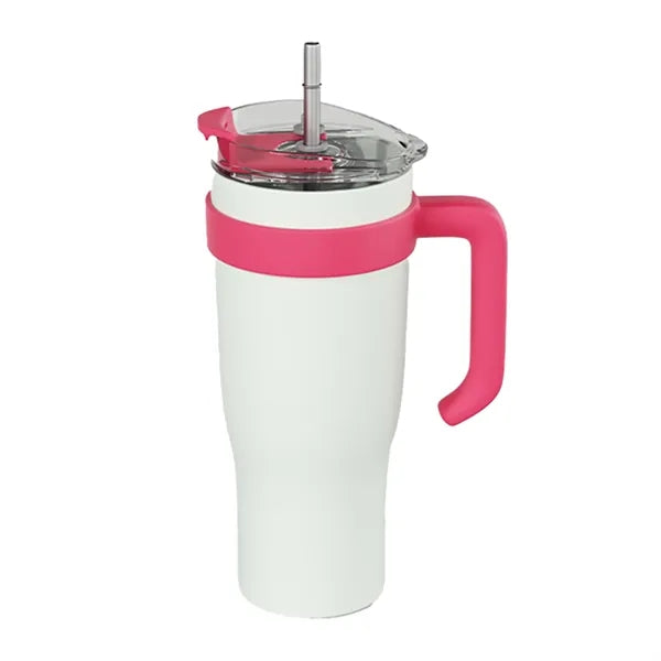 40oz Stainless Steel Tumbler w/Handle and Spill-Proof Lid