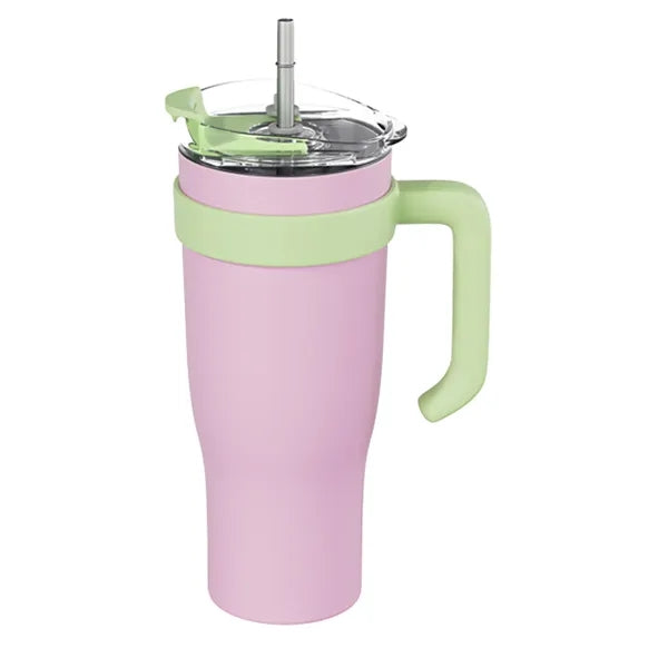 40oz Stainless Steel Tumbler w/Handle and Spill-Proof Lid