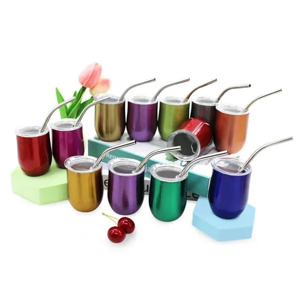 3oz Tumbler Mug Shot Glass Set of 6 with Lid and Straw