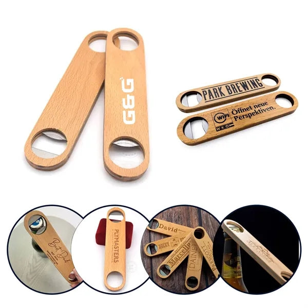 Classic Wood & Metal Beer Bottle Opener