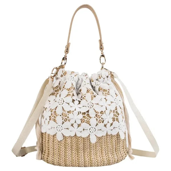 Chic Straw Summer Beach Bag with Removable Handle