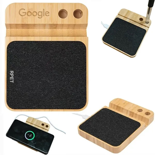 Bamboo Wireless Chargers with Pen Holder