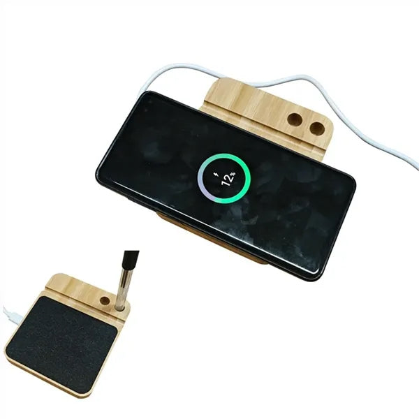 Bamboo Wireless Chargers with Pen Holder