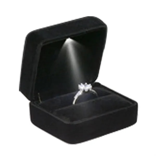 Velvet Ring Box With Led Light Jewelry Display Gift