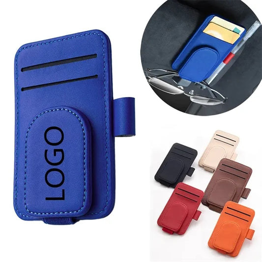 PU Leather Car Sun Visor Magnetic Clip Eye Frame