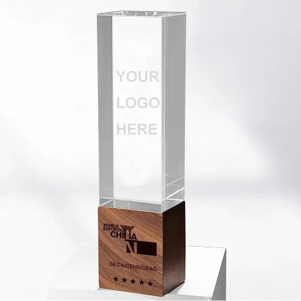 Crystal Block Tower - Wood Base