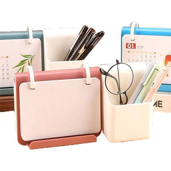 Creative Desk Calendar with Pen Holders Storage