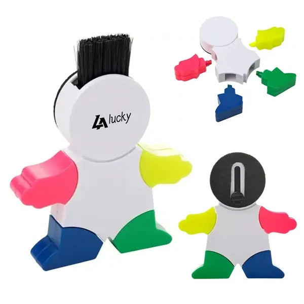 Figure-shaped Highlighter with Brush & Screen Cleaner