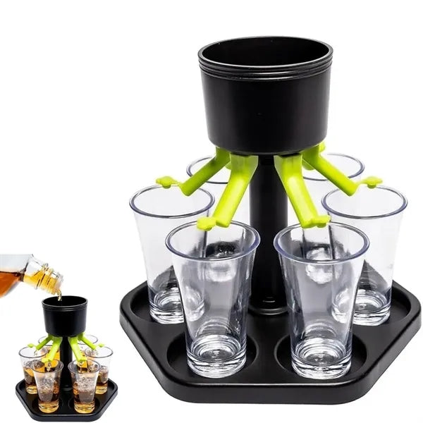 Shot Dispenser With 6 Plastic Glasses