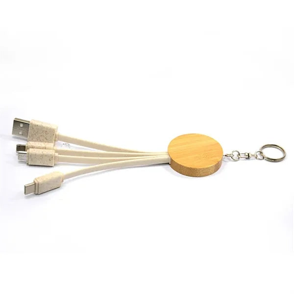 Eco-Friendly 3 In 1 Bamboo Charging Cable With Key