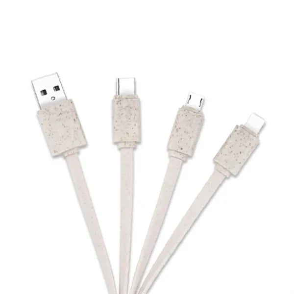 Eco-Friendly 3 In 1 Bamboo Charging Cable With Key
