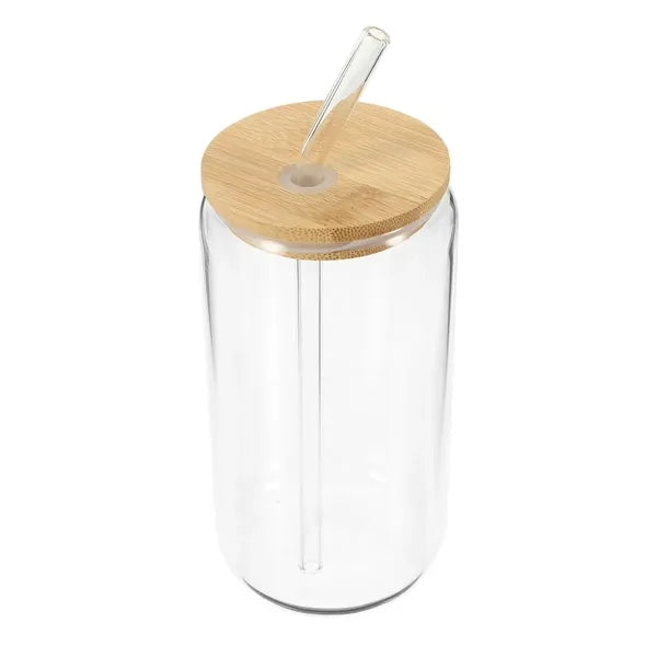 16 Oz. Glass Cup /Bamboo Lid & Straw