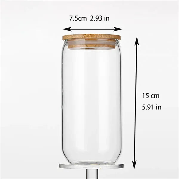 16 Oz. Glass Cup /Bamboo Lid & Straw