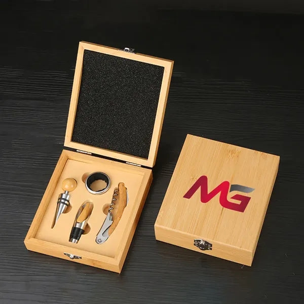4-Piece Set Of Bamboo And Wood Wine Stoppers