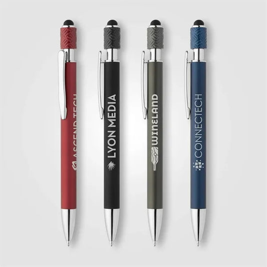 Wave Aluminum Spinner Stylus Pen - Laser Engraved