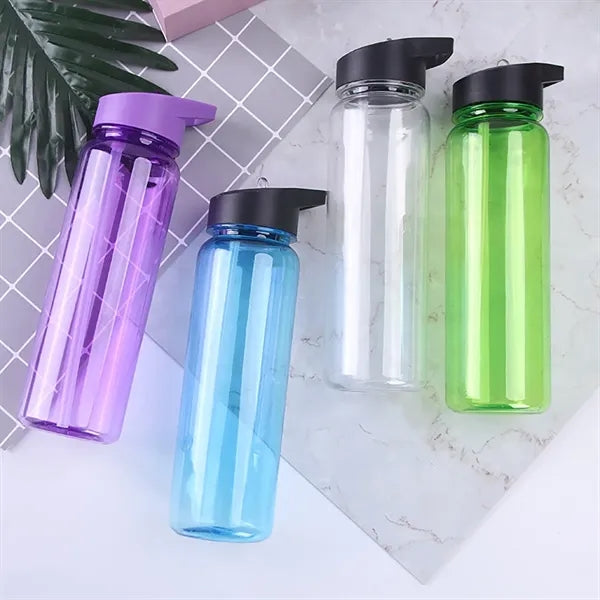 Plastic Transparent Straw Sports Water Bottle
