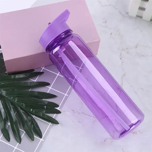 Plastic Transparent Straw Sports Water Bottle
