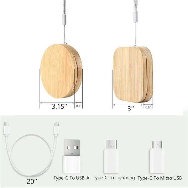 6 In 1 USB Cables Set With Round Wooden Box