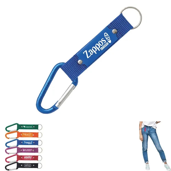 Carabiner with Strap and Metal Plate