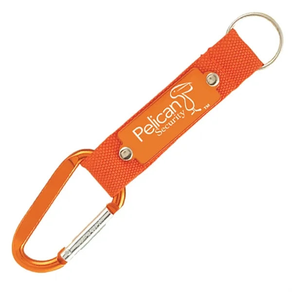 Carabiner with Strap and Metal Plate