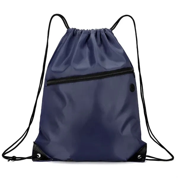 Drawstring Backpack With Front Zipper Pocket