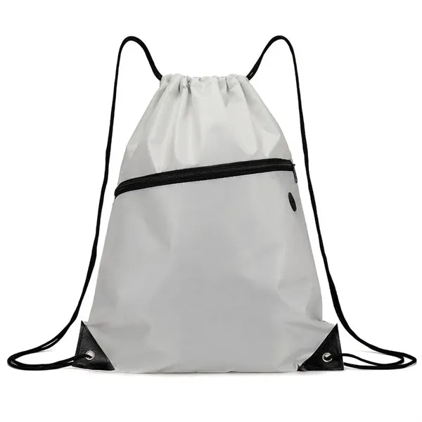 Drawstring Backpack With Front Zipper Pocket