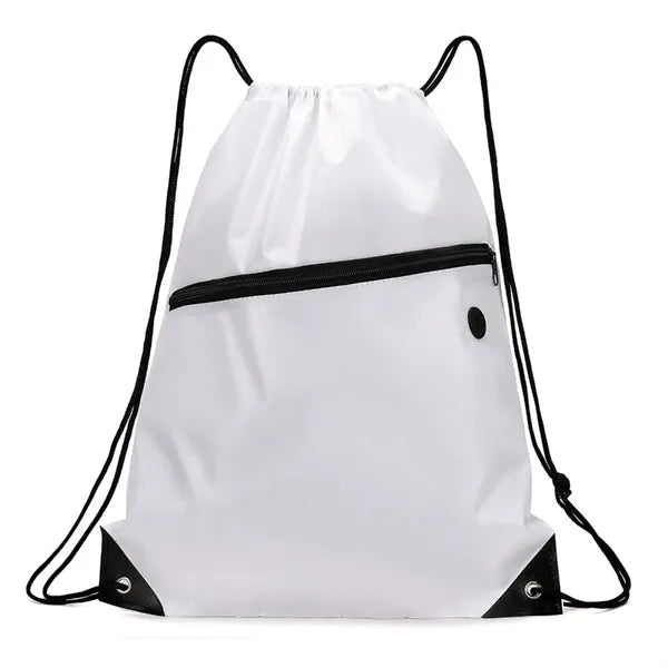 Drawstring Backpack With Front Zipper Pocket