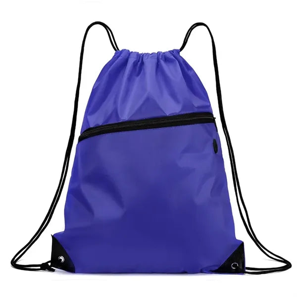 Drawstring Backpack With Front Zipper Pocket