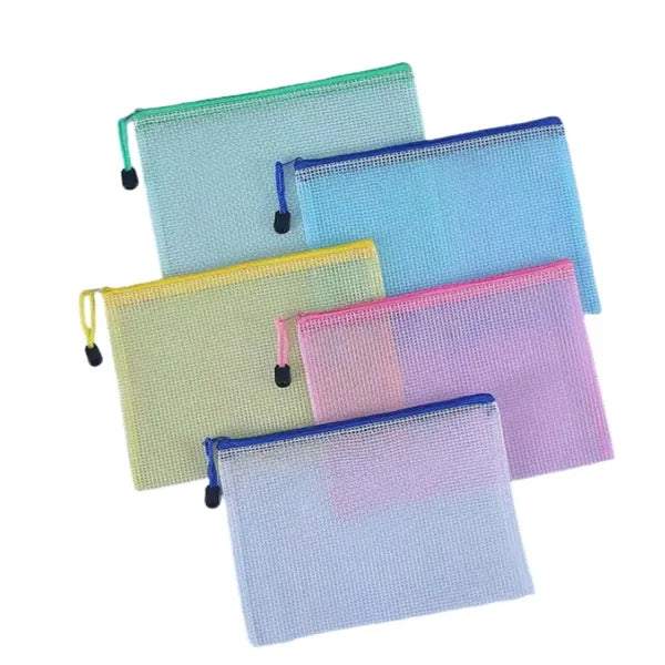 A5 Mesh Zipper Transparent File Bag