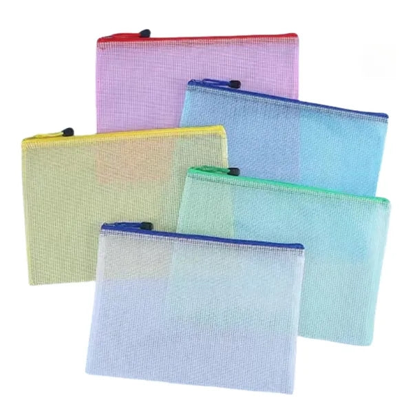 A5 Mesh Zipper Transparent File Bag