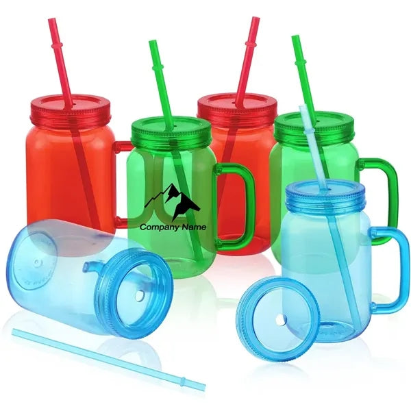 Plastic Mason Jars With Handles 20Oz