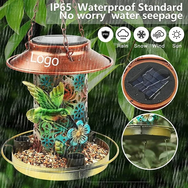 Solar Lantern Bird Feeder for Outdoors Hanging