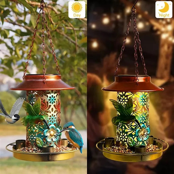 Solar Lantern Bird Feeder for Outdoors Hanging