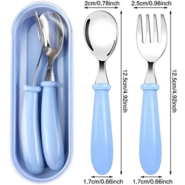 Baby Stainless Steel Cutlery Fork And Spoon Three Piece Set