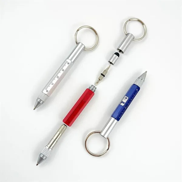 Multi functional 6 in 1 tool pen, metal ballpoint pen