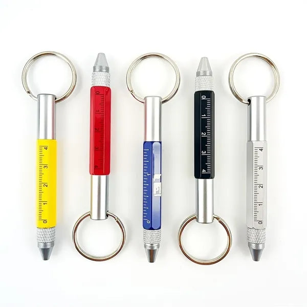 Multi functional 6 in 1 tool pen, metal ballpoint pen